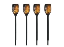 Conjunto de 4 holofotes solares com 4 estacas, plástico, Ø12x72 cm preto CHEZMOI