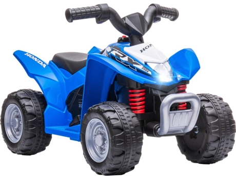 AIYAPLAY Quadriciclo Elétrico HONDA para Crianças de 18-36 Meses Quadriciclo Elétrico Infantil a Bateria 6V com Faróis LED Buzina Velocidade de 2,8km/h e Avance 65,5x35,5x43,5cm Azul   Aosom Portugal