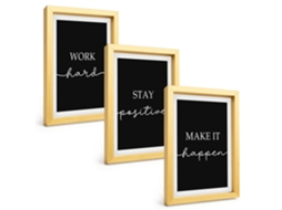 Composição De Quadrosmotivos Elegantes Em Preto Moldura Dourada Imagens Para Um Quarto Infantil Espelharte (3 Peças 20x30 Cm)