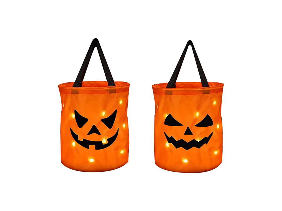 Bolsas Led Halloween Abóbora com Pilha 12x10 Polegadas