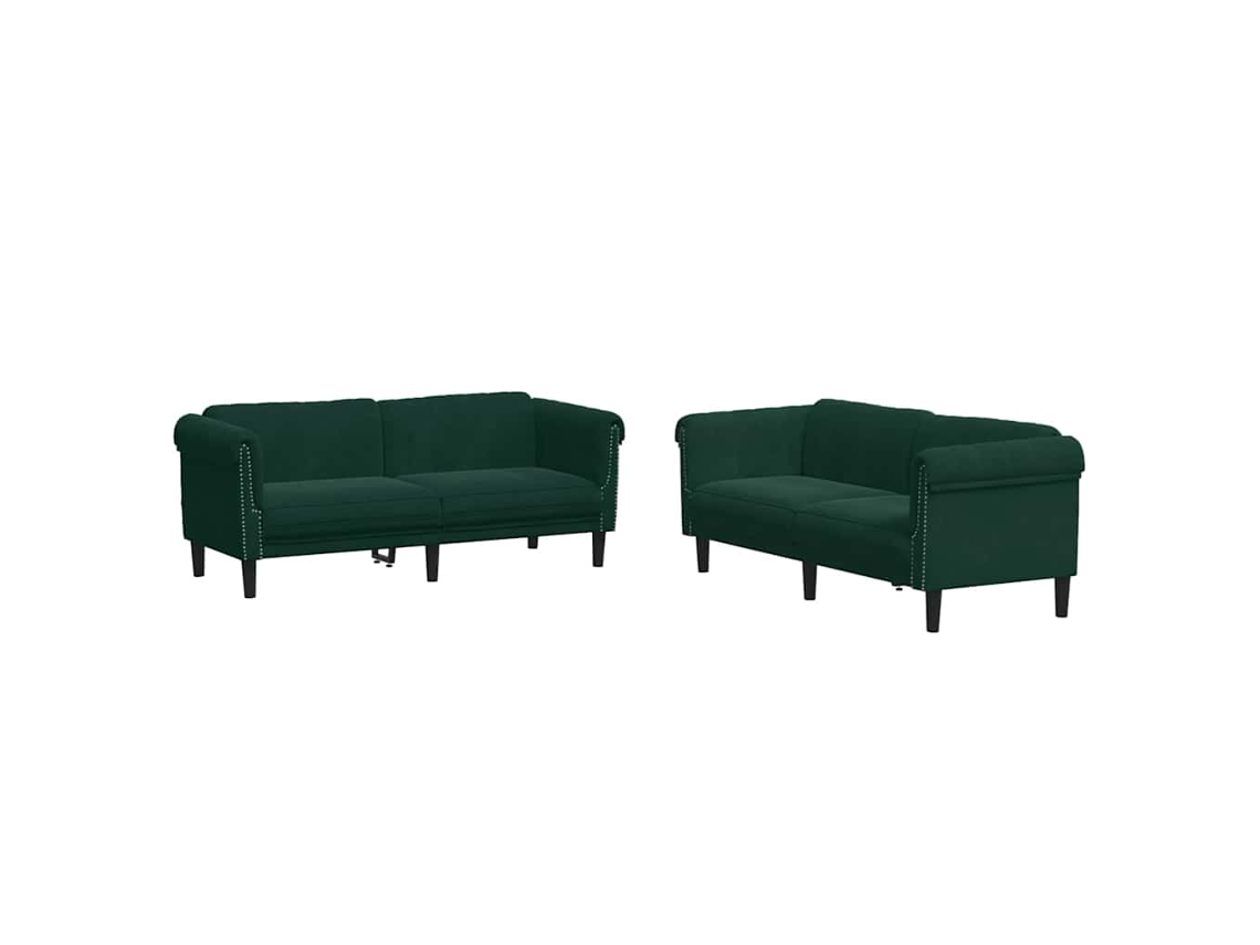 3 Pcs Conjunto de Sofás Veludo Verde escuro MAISON EXCLUSIVE