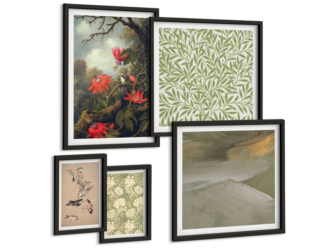 Conjunto De Pinturas Flores Pássaros Motivos Naturais Espelharte (5 Peças)