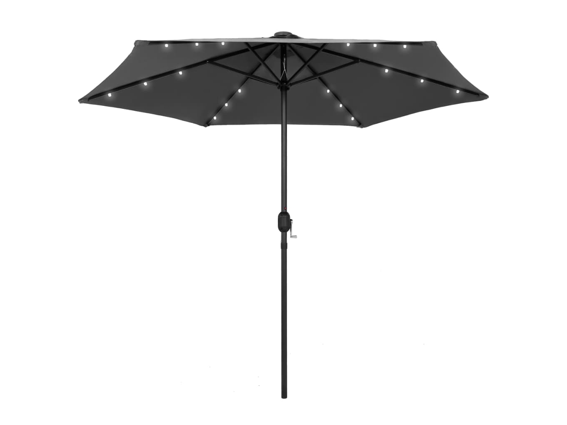 Vidaxl Guarda-sol Jardim C/ Luzes Led/poste Alumínio 270 Cm Antracite