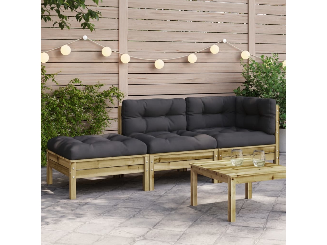Sofã De 2 Lugares Para Jardim C/ Almofadões E Apoio De Pã©s Dkd Home Decor