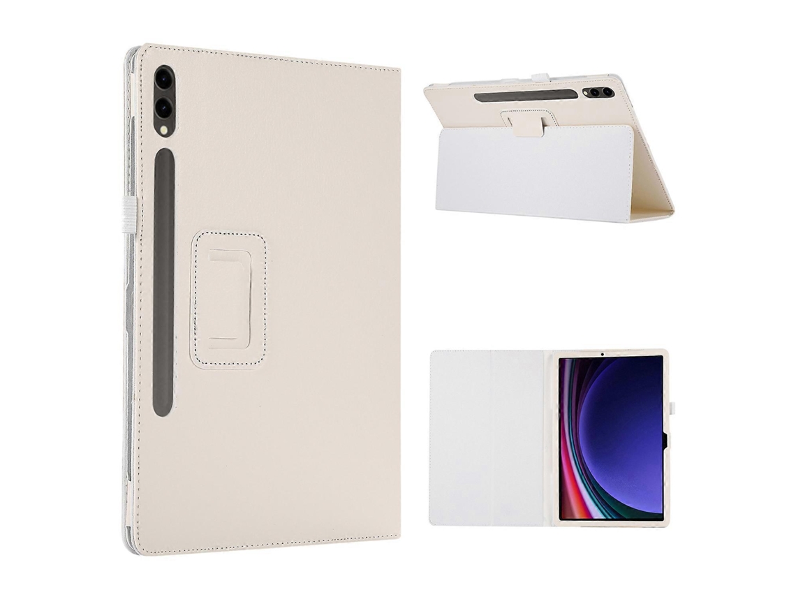 Capa de couro Hengrongshen com suporte duplo para tablet Samsung Galaxy Tab S9, branca