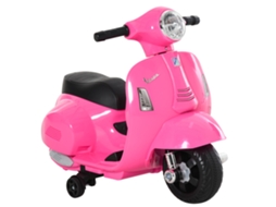 Motocicleta Elétrica Infantil Rosa Vespa 66,5x38x52cm 6v com Licença Oficial, Faróis e Buzina, Modelo Compacto para Crianças de 18‑36 Meses. Ge