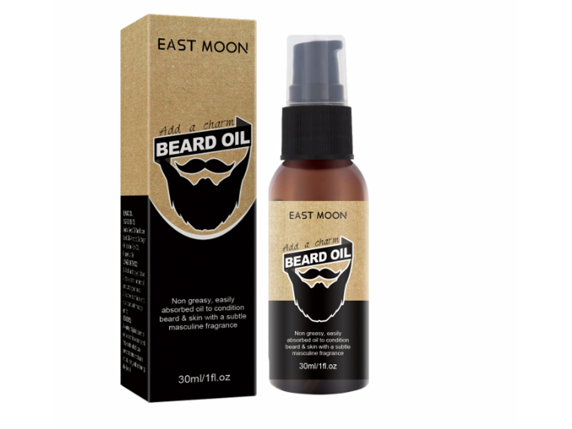 Óleo de Cuidado com Barba East Moon Hidrata Estiliza Deixa Mais Grosso e Preto