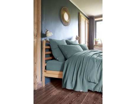 Conjunto de Lençol LEFFET PAPILLON Plano Justo Fronhas Gaïa Algodão Multicor - 4pcs (1Lençoldecima270x3001Lençoldebaixo270x3002Fronhas270x300)