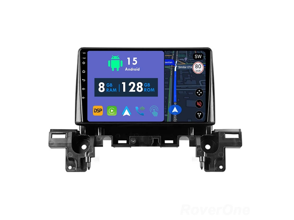 Auto Rádio Carro Bluetooth Autoradio 8GB RAM 128G ROM CarPlay Navegação GPS Ecrã Táctil RoverOne para Mazda CX-5 2 KF 2017-2023  