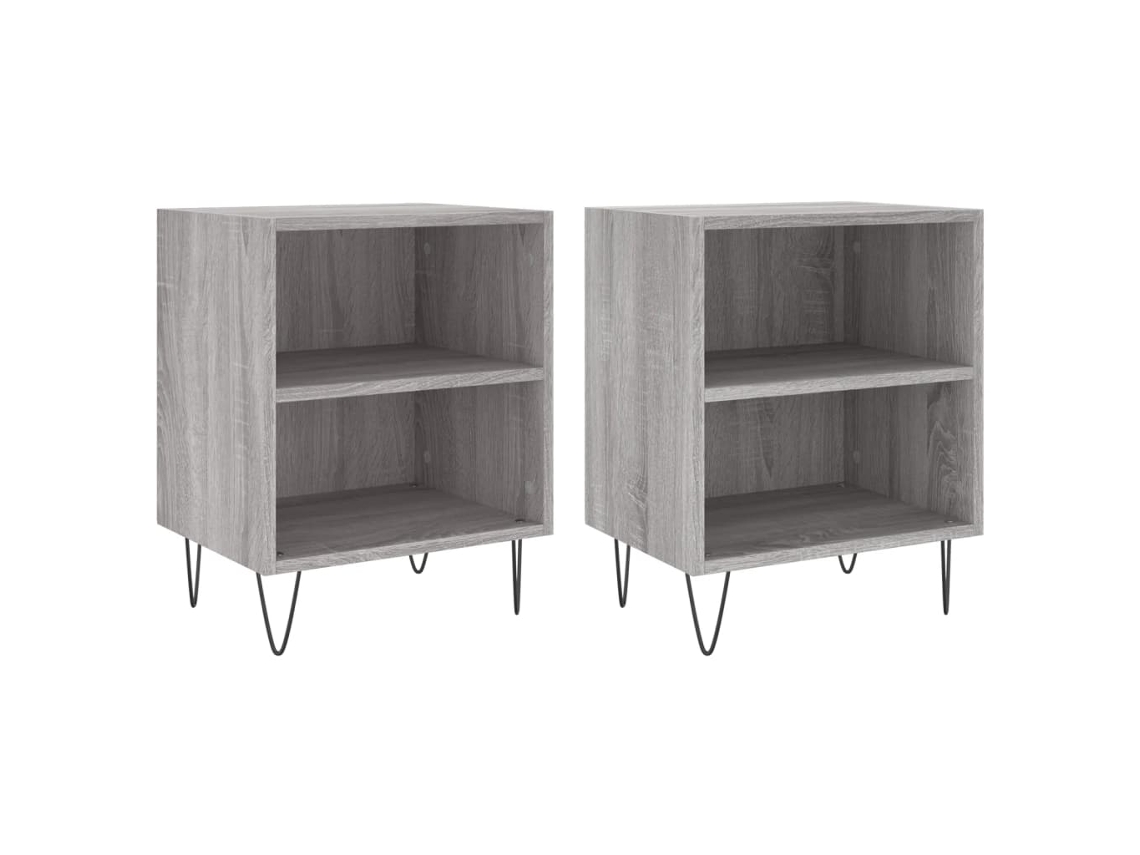 Mesas Cabeceira Conjunto de 2 Derivados Madeira Cinza Sonoma MAISON EXCLUSIVE (40x30x50 cm)