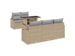Conjunto 6 Conjunto De Sofá De Jardim Vidaxl Castanho Vime Pe (100 X 55 X 73 Cm)