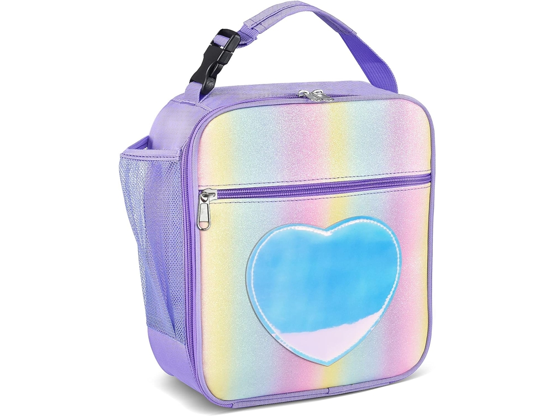 Lancheira térmica portátil Aquaforge Purple Glitter para meninas e meninos