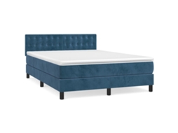 Cama com Molas/colchão 140x190 Cm Veludo Azul escuro MAISON EXCLUSIVE
