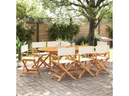 Vidaxl Conjunto De 8 Cadeiras Dobráveis Em Tecido Branco Creme.