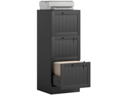 Armário de Arquivo com 3 Gavetas Gaveta de Mesa com Fechaduras Pastas para A4 e Carta 40x40x101 Cm Preto Ge