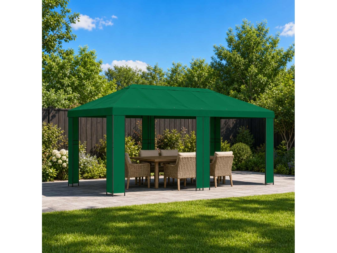 Vidaxl Gazebo De Jardim 6 X 3 M Verde Poliéster E Aço 190 Gsm