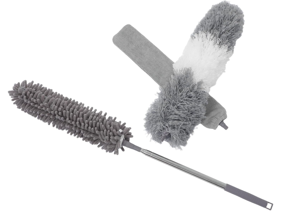 Escovas De Chenille E Microfibra Com Cabos Extensíveis Até 2, 5 Metros 100 Polegadas, Cabeças Removíveis E Laváveis