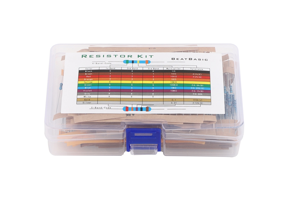 Kit de Resistências de Filme Metálico 1280 Peças 1r 10m 64 Modelos 1/4w Componentes Eletrônicos