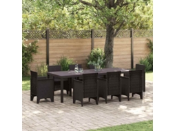 Vidaxl Mesa De Jardim Castanho 250 X 100 X 73 Cm Vime Pe