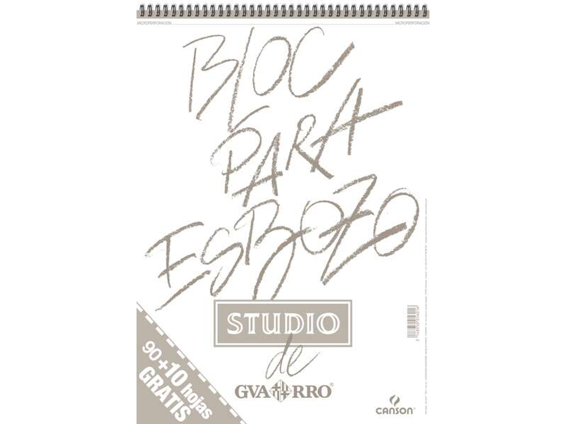 Sketch Pad A3 9010 Folhas Livres Grão Claro 90gr Formato De Álbum Com Espiral Micro Perfurada Cor Branco Natural Canson