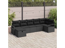 Vidaxl Conjunto De Sofás Com Almofada 5 Pcs Vime Pe
