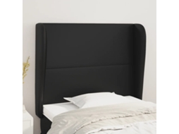 Cabeceira Cama C/ Abas Couro Artificial 83x23x118/128 Cm Preto