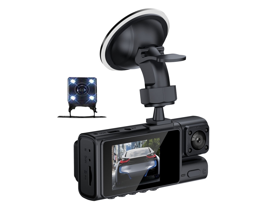 3 Cameras Dash Cam With Parking Monitoring Wifi Wide Angle