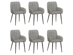 Conjunto 6 Cadeiras De Jantar Vidaxl Cinzento-claro Veludo (57 X 50 X 85 Cm)