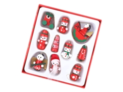 Conjunto de 10 bonecos de madeira pequenos para decoração de Natal com enfeites LAXISCREED