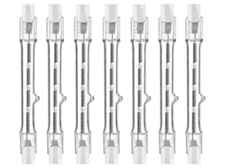 Lurelia Pacote com 7 Lâmpadas Halógenas Lineares R7s 150w 230v 2700k 118mm, Reguláveis, Cápsula Transparente, Para Residências