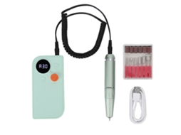 Kit de ferramentas portátil para manicure e pedicure com lixadeira elétrica de unhas, 30.000 rpm, para uso doméstico e em salões de beleza (verde)