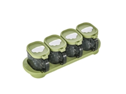 Nova Line conjunto 4 Caixas Temperos Parede Animado Transparente com Tampa e Base Plástico