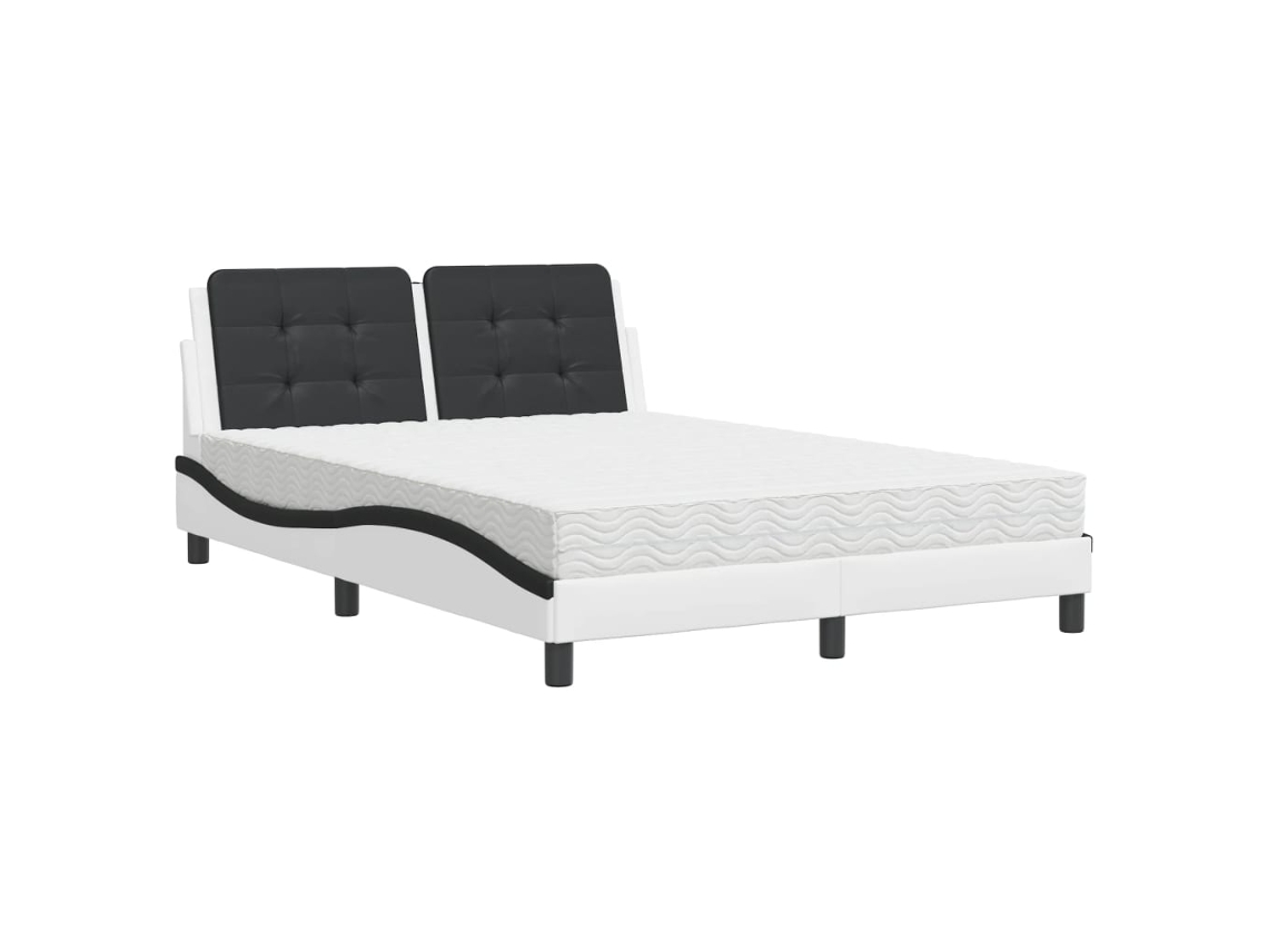 Estrutura de Cama Zadar 140x190cm Couro Artificial Preto e Branco MAISON EXCLUSIVE