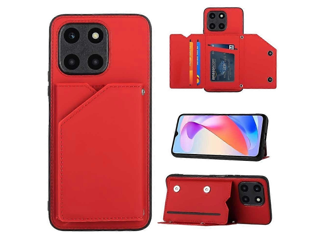 Capa Para Celular Honor X6a 4g Com Detalhes Em Pu, Tpu E Pc, Com Slots Para Cartões E Toque Aveludado.