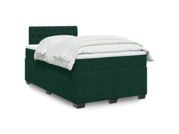 Vidaxl Cama Boxspring Com Colchão 120x200 Cm Veludo Verde-escuro