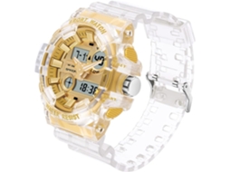 Lurelia Relógio Digital Feminino, Visor Digital, Led, Cronómetro, Alarme, Data/calendário, 12/24h, Luminoso, Duplo Fuso/mostrador, 54mm, Resina