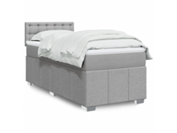 Vidaxl Cama Com Molas/colchão 100x200 Cm Tecido Cinzento-claro