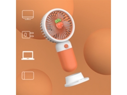 Ventilador portátil recarregável silencioso com suporte para telemóvel, cor laranja LAXISCREED