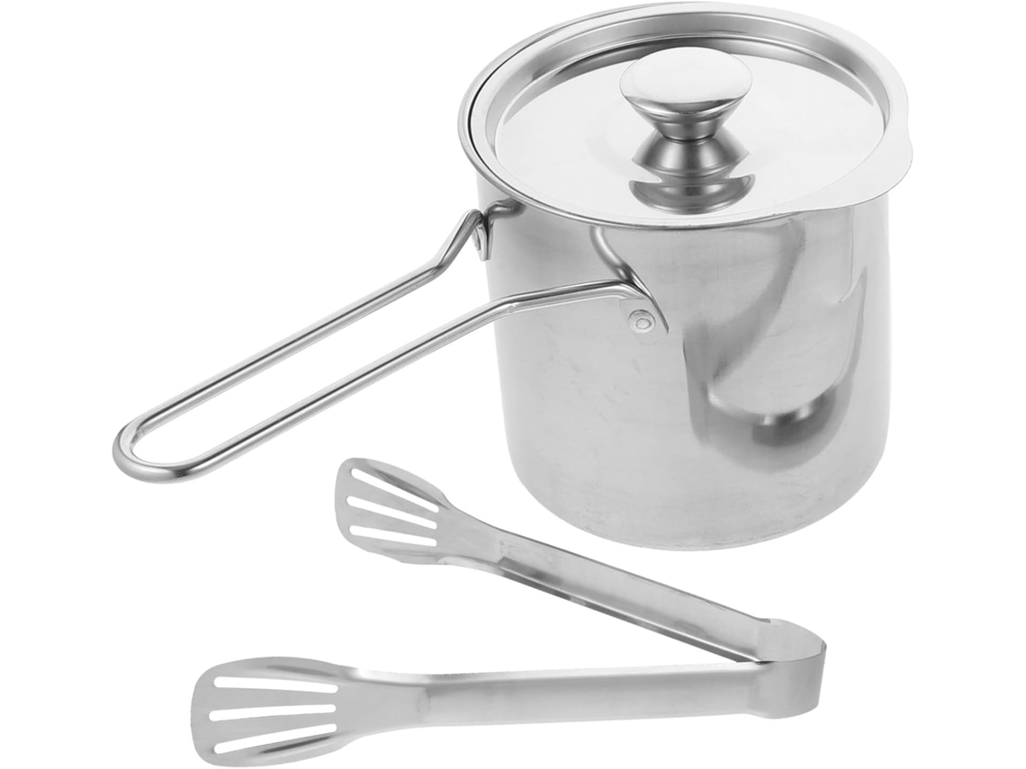 Fritadeira De Aço Inoxidável Com Tampa E Clipe, Panela Para Fritar Com Pinça Ergonômica, Durável E Segura Para Cozinha Doméstica. Gokoco