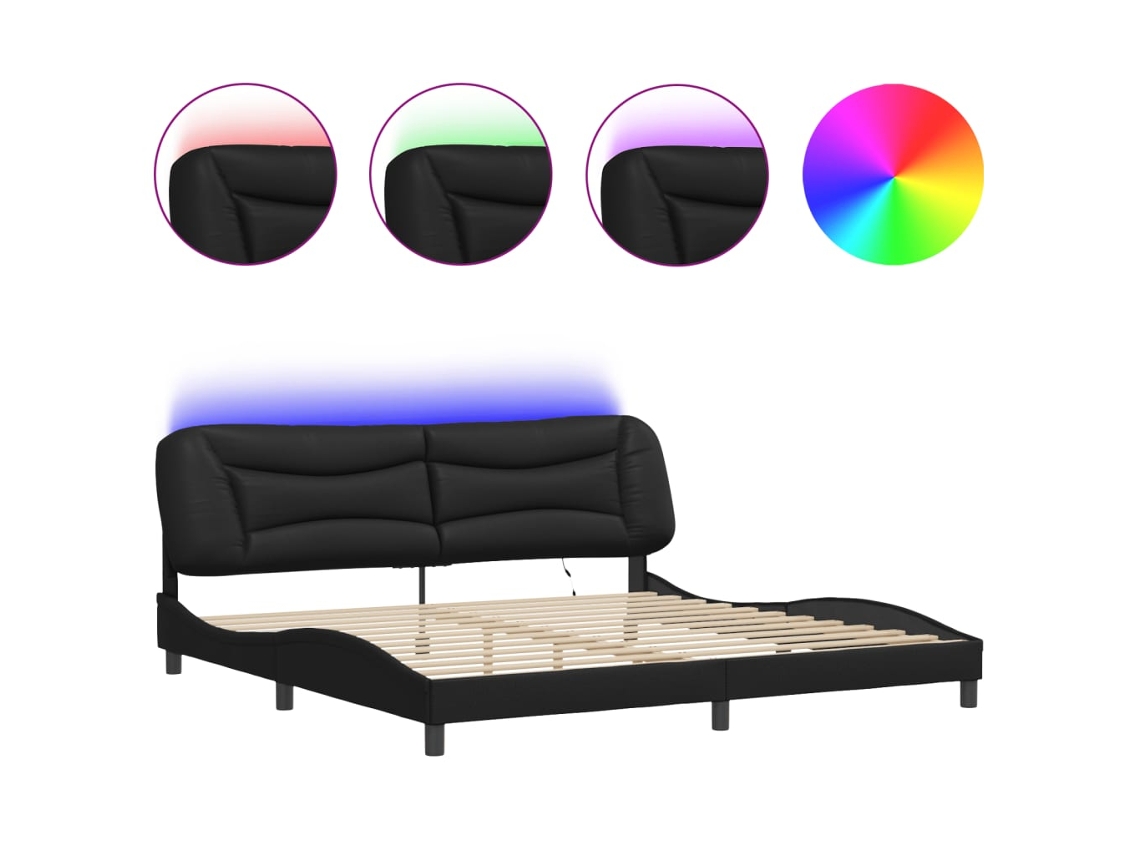 Bed Frame, Bed Frames Vidaxl Preto Couro Artificial (200 X 200 Cm)