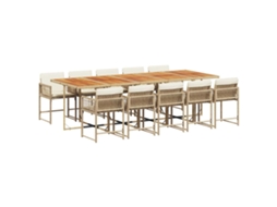Conjunto de 11 Jantar para Jardim com Almofadões Vime Pe Bege MAISON EXCLUSIVE