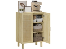 Aparador de Sala de Estilo Boémio com Portas de Gradeado e Prateleiras Ajustáveis 73x41x102cm natural | S/MARCA