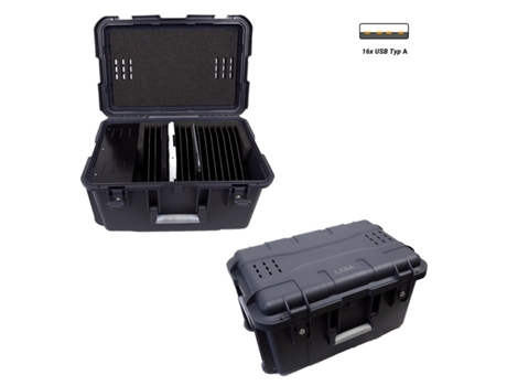 Estojo De Carregamento Para Tablet Notecase Columbus 16 Usb-a / 12w Tablets De Até 11 Polegadas Preto.