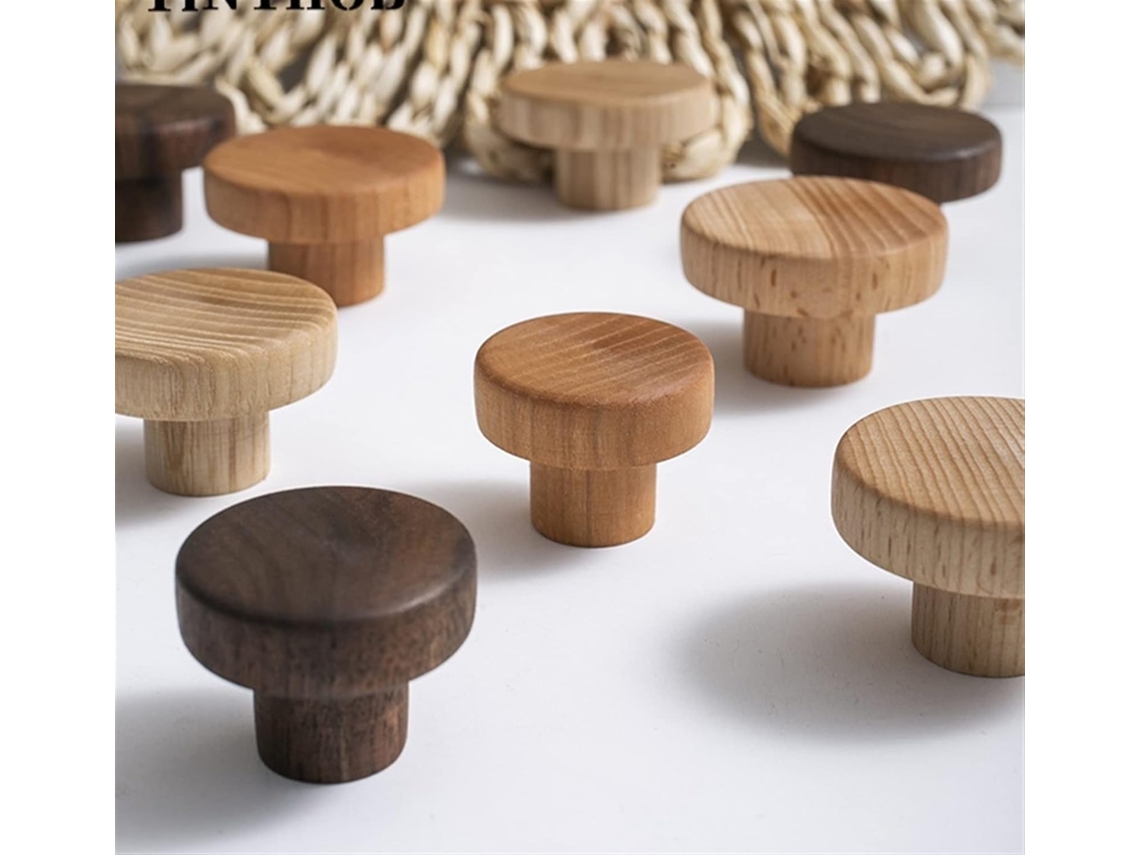 Puxadores De Gaveta Em Madeira Nogueira E Faia Para Decoração Armários Cozinha Quarto, Estilo Simples, 1 Peça Cor W