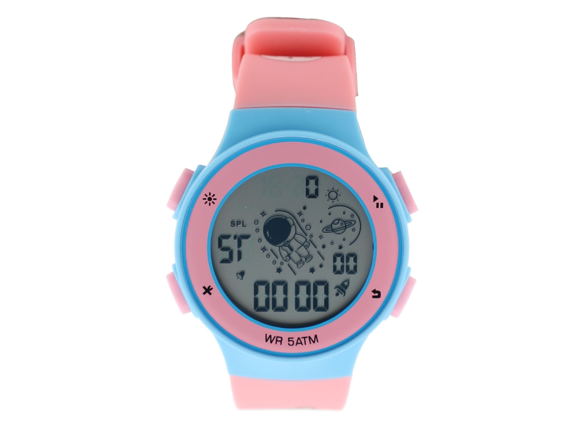 Relógio Digital Infantil 50m Resistente À Água Cronômetro Led Pulseira Tpu Bear Pink