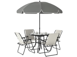 Conjunto de Móveis de Jardim Aço e Textilene Cor Creme Branco Ø80x70 cm Outsunny