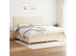 Vidaxl Cama Com Molas/colchão 200x200 Cm Tecido Cor Creme