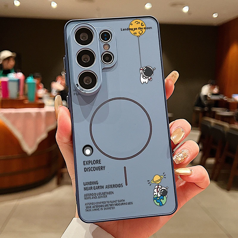 (azul) Capa Magnética Mini Astronauta Para Celular Galaxy S24 Fe