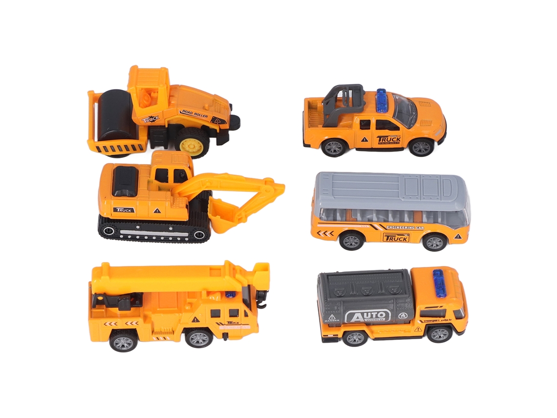 Mali brinquedos de Veículos de Engenharia de Liga 1:64 6pcs com Deslize e Rotação para Crianças