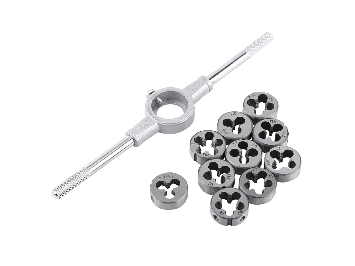 Kit de Ferramentas Manual de Rosca Externa com Chave de Matriz e Parafusos 11pcs